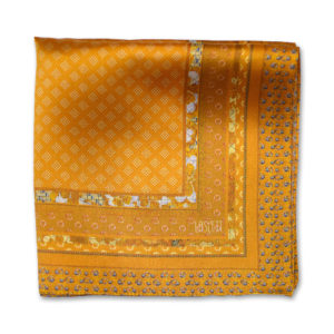 printed gold batik silk pocket square