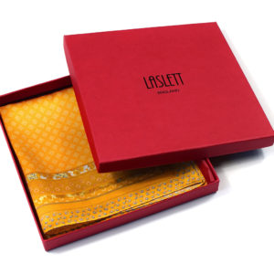 printed gold batik silk pocket square in gift box