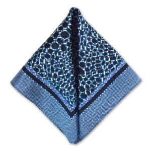 blue camouflage print silk pocket square