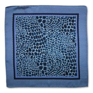 blue camouflage print silk pocket square