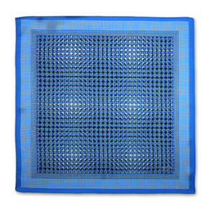 blue matrix flower printed silk pocket square