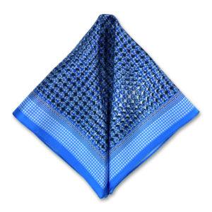 blue matrix flower printed silk pocket square