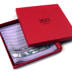 Lilac printed silk pocket square in gift box