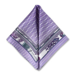 Lilac printed silk pocket square