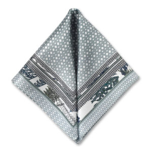 grey green silk printed pocket square