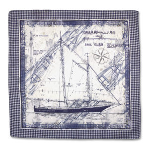 sandpiper blue grey printed silk pocket square