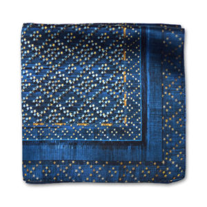 indigo blue star silk pocket square