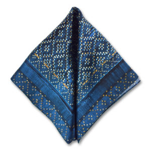 indigo blue star silk pocket square