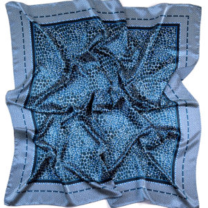 indigo blue camouflage printed silk scarf