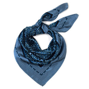 indigo blue camouflage printed silk scarf