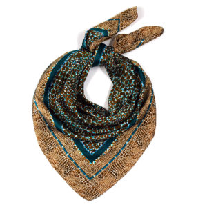bronze teal camouflage printed silk scarf
