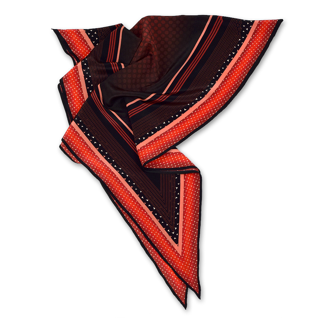 Riviera printed red silk diamond scarf