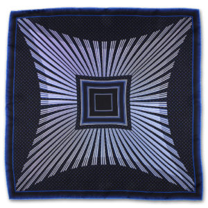 1970's style printed midnight blue silk square scarf